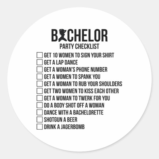 Bruidsjonkers Bruidegom Squat Mannen Bachelor Beno Ronde Sticker (Voorkant)