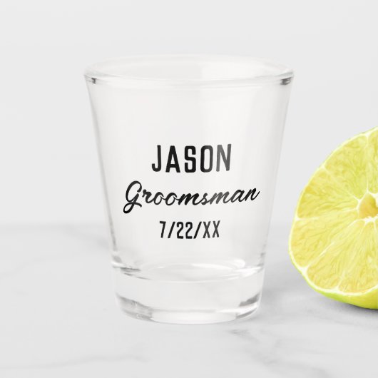 Bruidsjonkers Cadeau Aangepaste Tekst Trouw Favor Shot Glas (Voorkant)