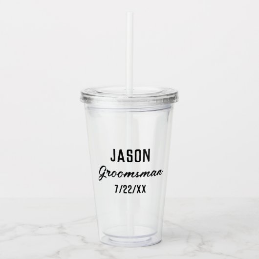 Bruidsjonkers Cadeau Aangepaste Tekst Trouwgunst Acryl Drinkbeker (Voorkant)