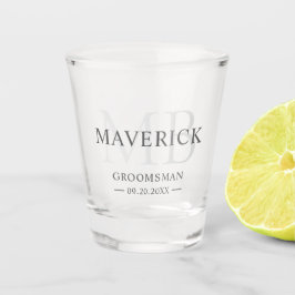 Bruidsjonkers Cadeau Moderne Trendy Monogram Begin Shot Glas