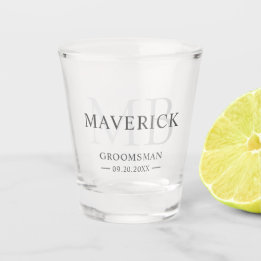Bruidsjonkers Cadeau Moderne Trendy Monogram Initi Shot Glas