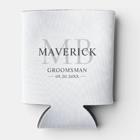 Bruidsjonkers Cadeaus Elegante Monogram Beginlette Blikjeskoeler (Voorkant)