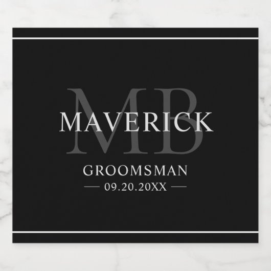 Bruidsjonkers Cadeaus - Monogram Huwelijksgunsten  Likeurfles Etiket (Enkel label)