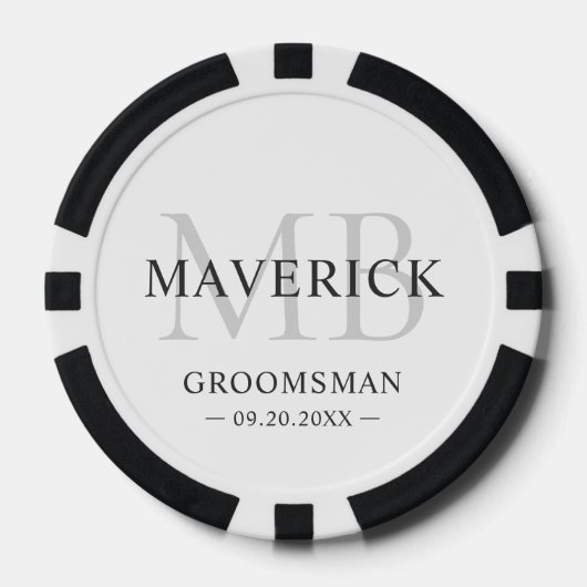 Bruidsjonkers Cadeaus - Monogram Trouw Favorieten  Poker Chips (Voorkant)
