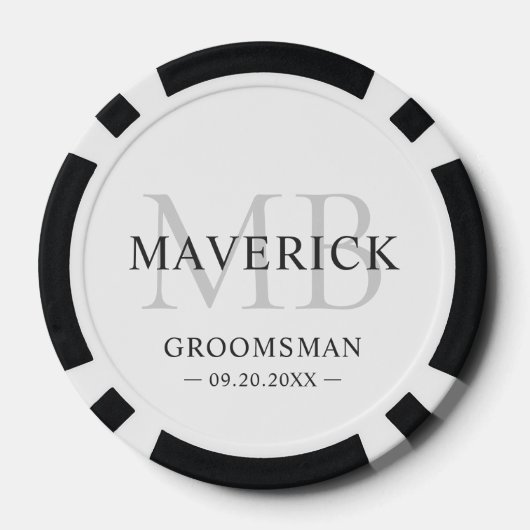 Bruidsjonkers Cadeaus - Monogram Trouw Favorieten  Poker Chips (Achterkant)