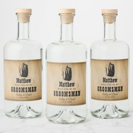 Bruidsjonkers Cadeaus - Rustieke Trouwgeschenken W Likeurfles Etiket (Flessen)