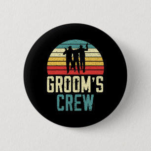Bruidsjonkers Crew Bruidegom Squad Stag Nacht Bach Ronde Button 5,7 Cm