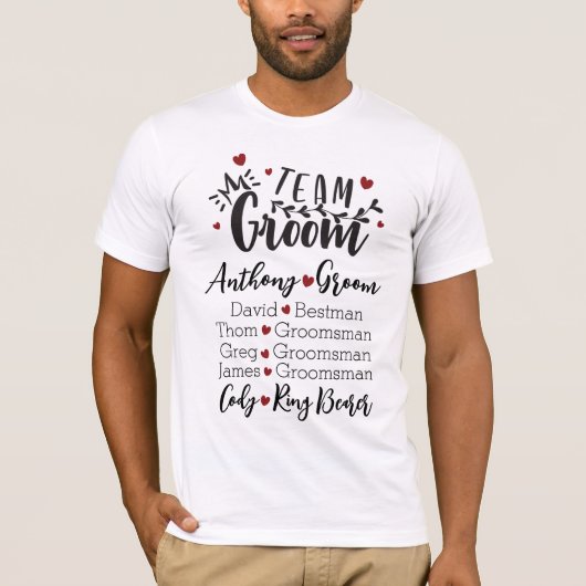 Bruidsjonkers entourage in stijl t-shirt (Voorkant)