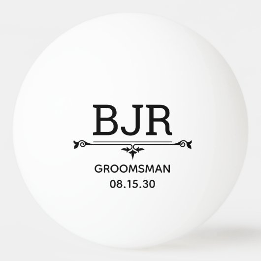 Bruidsjonkers initials pingpongbal (Voorkant)