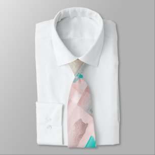 Bruidsjonkers Kleurblok Roze Goud Blush Aqua Stropdas