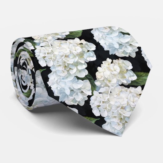 Bruidsjonkers met Hydrangea in Zwart en Wit Stropdas (Opgerold)