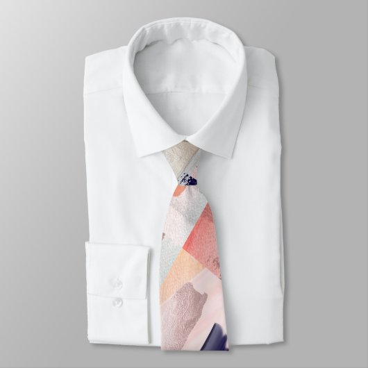 Bruidsjonkers Modern Kleurblok Roze Goud, Navy Kor Stropdas (Gebonden)
