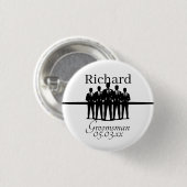 Bruidsjonkers Silhouet Trouwpartij Naam Datum Ronde Button 3,2 Cm (Voorkant /achterkant)