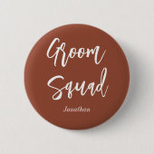 Bruidsjonkersteam Terracotta Bruin Wit Ronde Button 5,7 Cm (Voorkant)