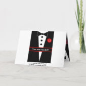 Bruidsjonkersuitnodiging met drie smokingpakken (Achterkant)