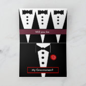Bruidsjonkersuitnodiging met drie smokingpakken (Binnen)
