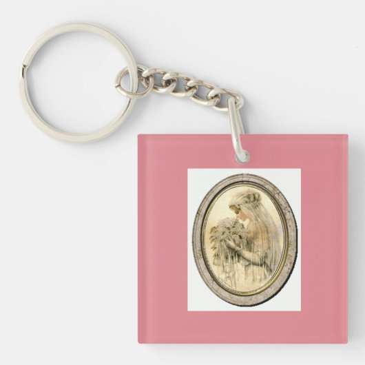 Bruidsjubileum Roze Thema Bruid Sleutelhanger (voorkant)