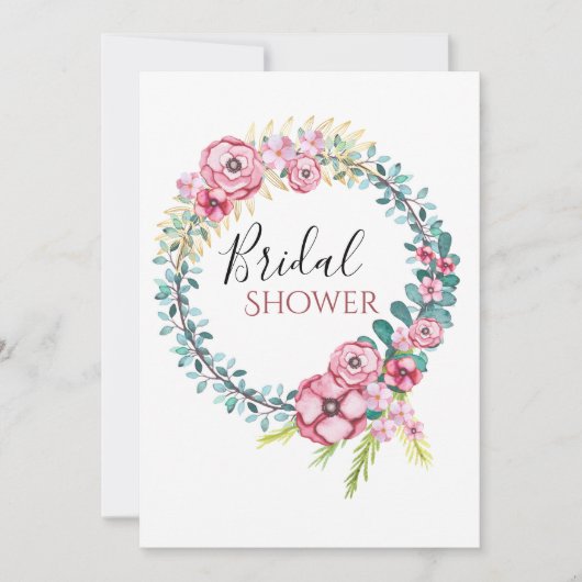 Bruidsjurk Bloemenkrans Bruiloftfeest Save The Date (Voorkant)