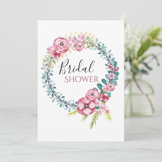 Bruidsjurk Bloemenkrans Bruiloftfeest Save The Date (Staand voorkant)