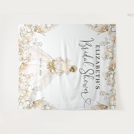 Bruidsjurk Bloemenscript Bruiloft Bridal Shower Wandkleed (Voorkant (horizontaal))