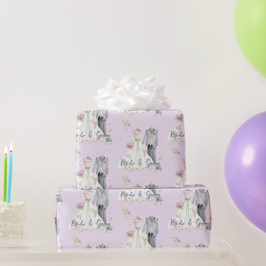Bruidsjurk bruid & bruidegom cadeaupapier (Feestgeschenken)