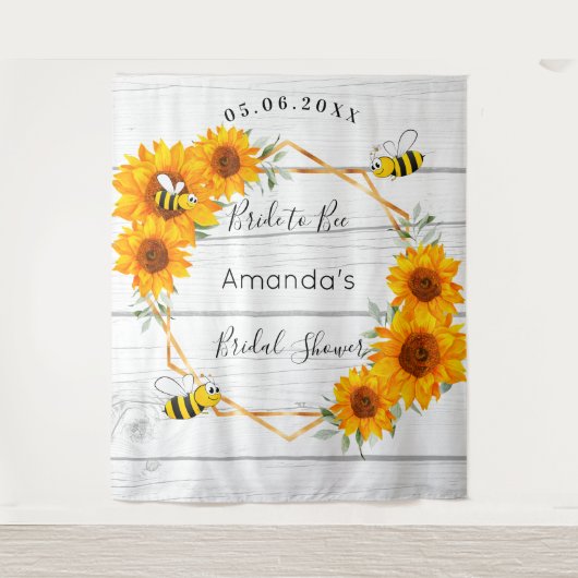 Bruidsjurk bruid tot bij bruiloft zonnebloemen rus wandkleed (Voorkant)