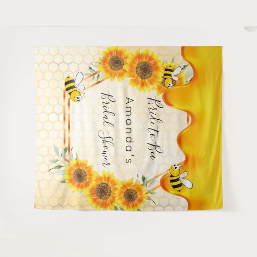 Bruidsjurk bruid-tot-zee honing druppels zonnebloe wandkleed (Voorkant (horizontaal))