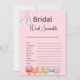 bruidsjurk bruids roze woord scramble spel kaart