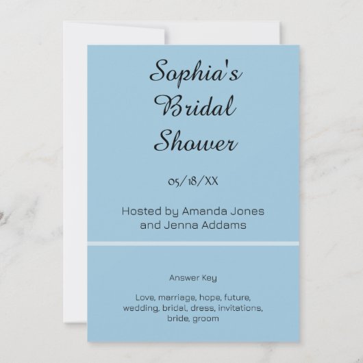 Bruidsjurk Bruidsblauw Woord Scramble Game Kaart (Achterkant)