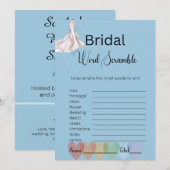Bruidsjurk Bruidsblauw Woord Scramble Game Kaart (Voorkant / Achterkant)