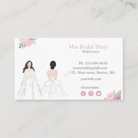 Bruidsjurk, Bruidsstylist, Visitekaartje (Voorkant)
