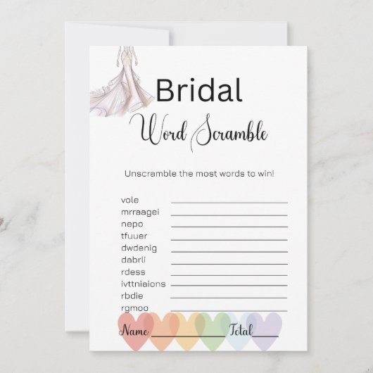 Bruidsjurk Bruidswit Woordzoekspel Kaart (Voorkant)