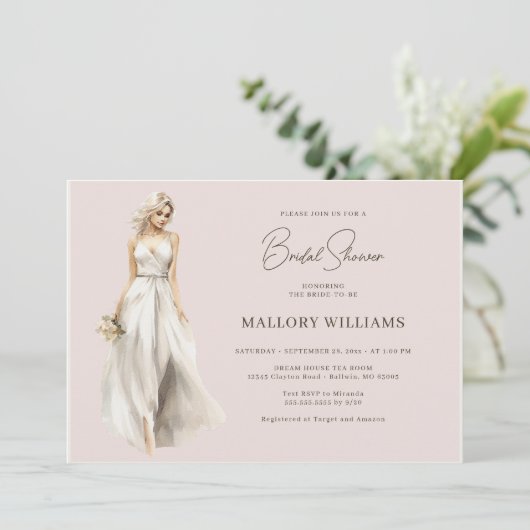 Bruidsjurk Bruiloft Feest Kaart (Staand voorkant)