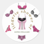 Bruidsjurk Bruiloft Lingerie Bloem Thema Ronde Sticker (Voorkant)