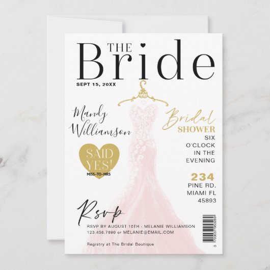 Bruidsjurk Bruiloft Tijdschrift Cover Bruidsbeurtt Kaart (Voorkant)