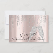 Bruidsjurk Champagne Glas Bubbles Zilveren Roos Kaart (Voorkant)