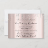 Bruidsjurk Champagne Glas Bubbles Zilveren Roos Kaart (Achterkant)