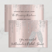 Bruidsjurk Champagne Glas Bubbles Zilveren Roos Kaart (Voorkant / Achterkant)