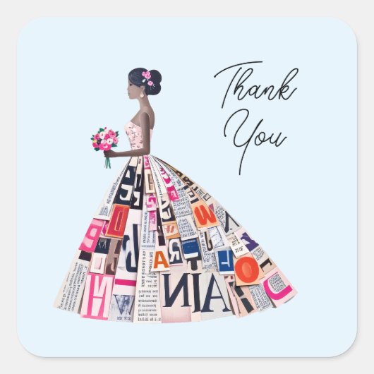 Bruidsjurk Dank je Vierkante Sticker (Voorkant)