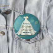 Bruidsjurk diep turquoise goud glitters  ronde button 4,0 cm (In situ)