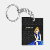 Bruidsjurk donker koningsblauwe cocktailjurk Zwart Sleutelhanger (Voorkant Links)