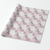 Bruidsjurk en bloemstukken Roze Cadeaupapier (Uitgerold)
