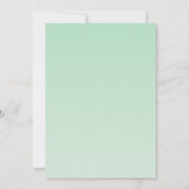 Bruidsjurk en sluier op een mintgroene baby shower kaart (Achterkant)