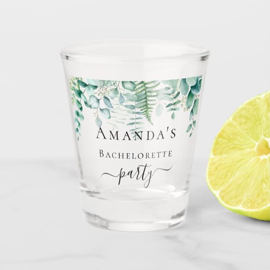 Bruidsjurk eucalyptus groenblijvende varens bos shot glas (Voorkant)