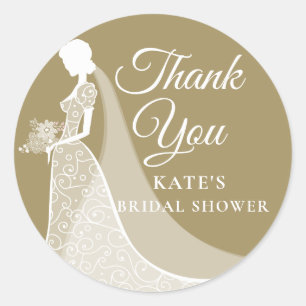 Bruidsjurk Favor Goud en Witte Kant Ronde Sticker