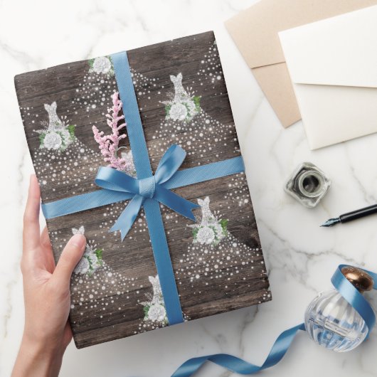 Bruidsjurk feestelijke bruiloft rustieke stijl cadeaupapier (Geschenken)