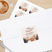 Bruidsjurk Herfst Boek Thema Bruiloft Feest Vierkante Sticker