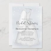 Bruidsjurk in blauwe elegante script trouwjurk kaart (Voorkant)