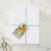 Bruidsjurk in het wit op abstracte achtergrond cadeaulabel (Met Touw)