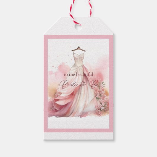 Bruidsjurk in het wit voor bruidsfeest cadeaulabel (Voorkant)